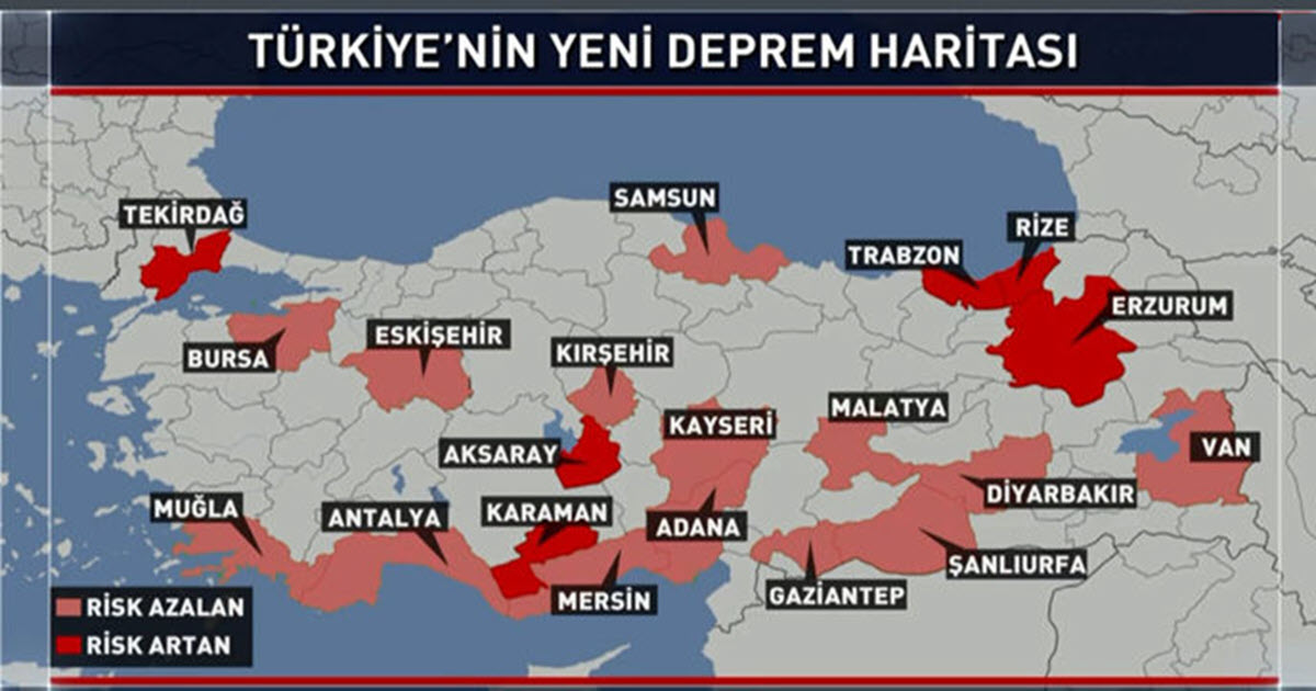 22 YIL SONRA TÜRKİYE'NİN DEPREM HARİTASI GÜNCELLENDİ