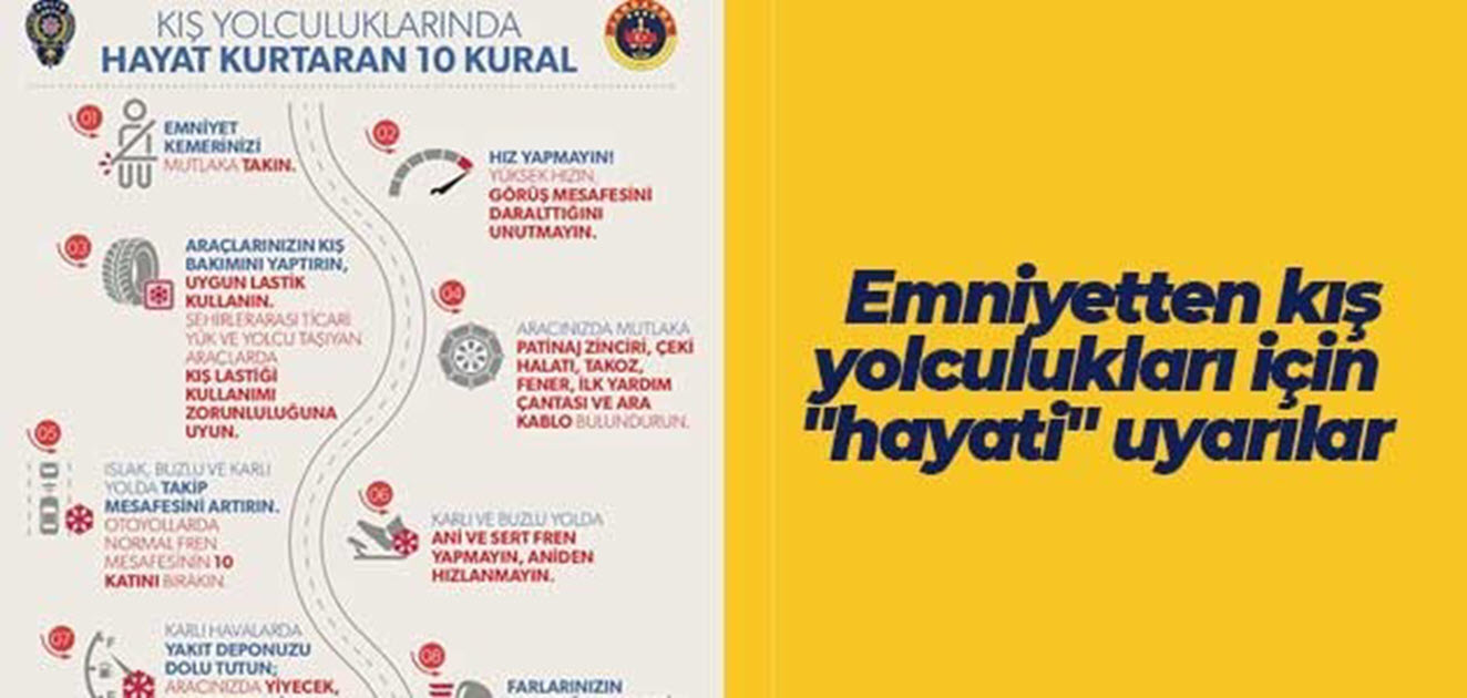 EMNİYETTEN KIŞ YOLCULUKLARI İÇİN HAYATİ UYARILAR